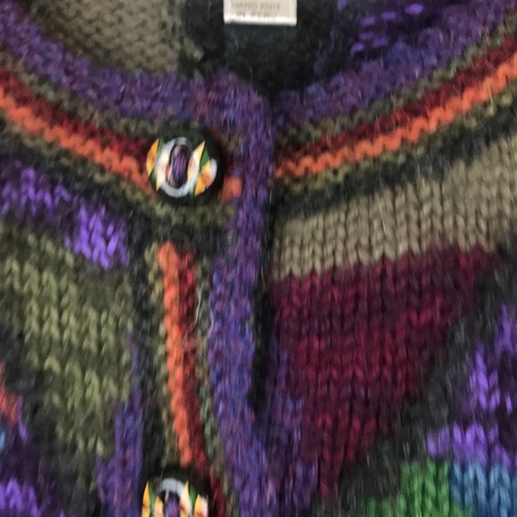 Peruvian Perfection Alpaca Multi Color Button Front Cardigan -Small - Picture 4 of 6